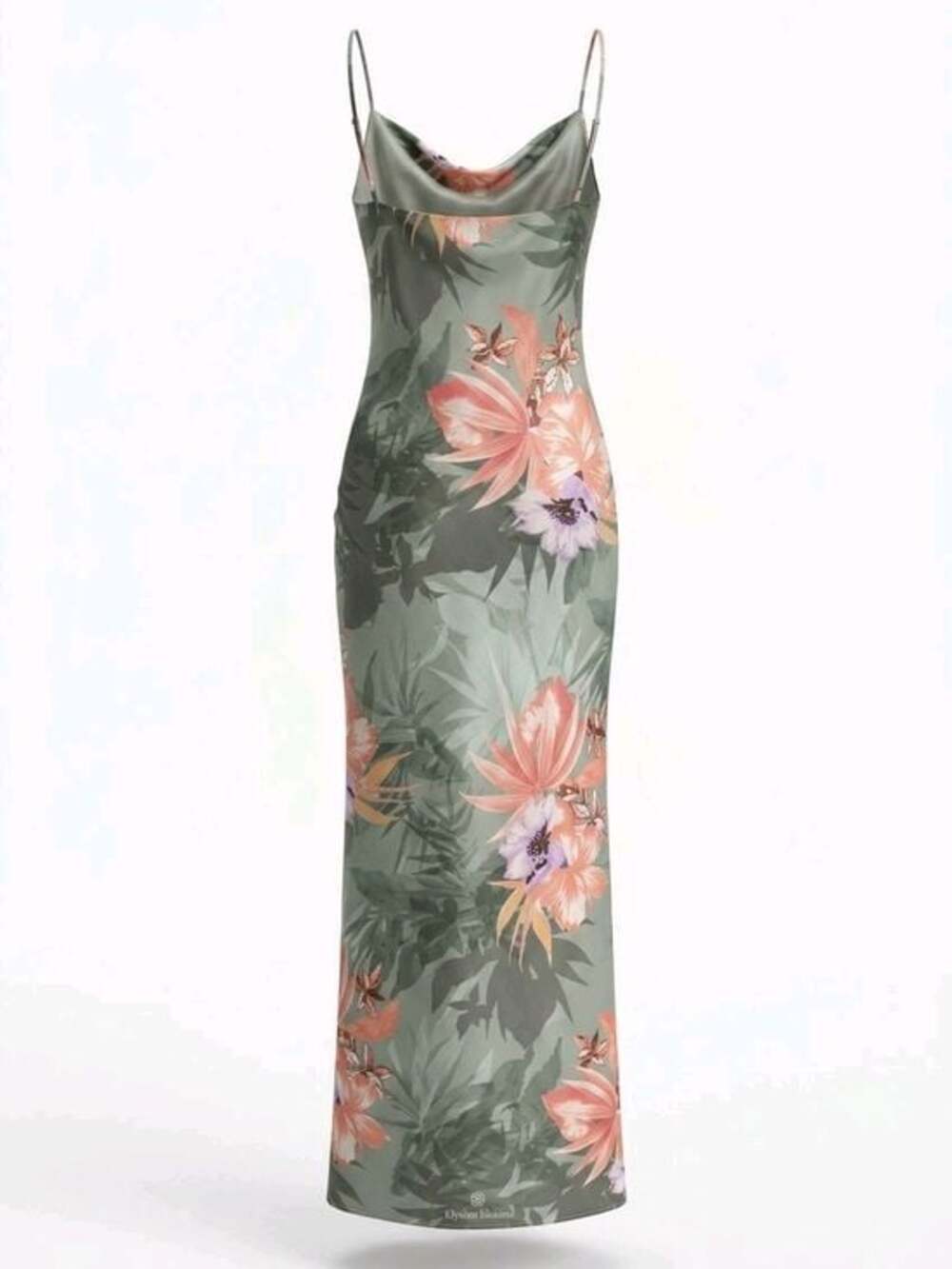 Guess Floral Slip Maxi Dress in Sage Green and Coral